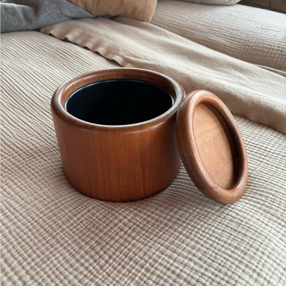 Mid Century Nissen Denmark Teak Ice Bucket